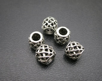 5Pcs Antique silver Dreadlock beads dread Hair Braid Jewelry Beard Beads Accessories 4.5mm hole