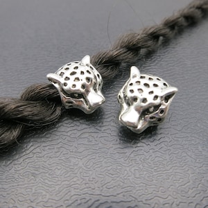 2pcs Antique Silver leopard Dreadlock beads dread Hair Braid Jewelry Beard Beads Accessories 5mm hole
