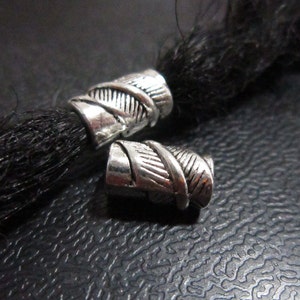 5PCS Silver leaf Dreadlock beads dread Jewelry Making Accessories 4mm hole