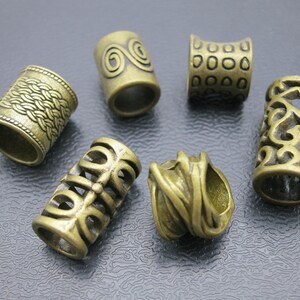 6PCS mix Antique Bronze Dreadlock beads dread Jewelry Making Accessories set