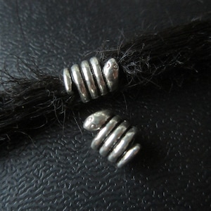 5PCS Silver Snake Dreadlock beads dread Jewelry Making Accessories 4.5mm hole