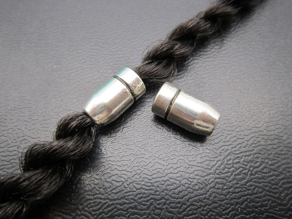 Dreadlock hair braid beard beard beads 4.5mm hole bright silver tone black 