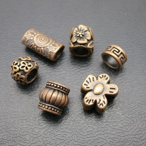 6PCS mix Antique red Bronze Dreadlock beads dread Jewelry Making Accessories set