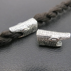 2 PCS crocodile Tibetan silver Dreadlock beads dread Jewelry Making Accessories 4.7mm hole