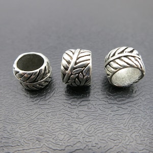 5PCS Antique Silver Leaf Dreadlock beads feather dread Hair Braid Jewelry Beard Beads Accessories 5.6mm hole