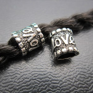 5PC love Antique silver Dreadlock beads dread Hair Braid Jewelry Beard Beads Accessories 5.6mm hole
