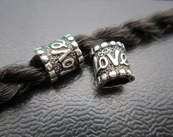 5PC love Antique silver Dreadlock beads dread Hair Braid Jewelry Beard Beads Accessories 5.6mm hole