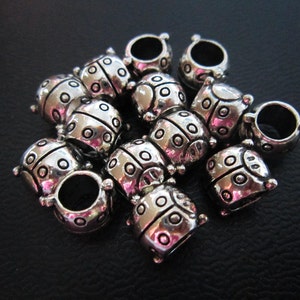 5PCS Silver Ladybug Dreadlock beads dread Jewelry Making Accessories 5.5mm hole