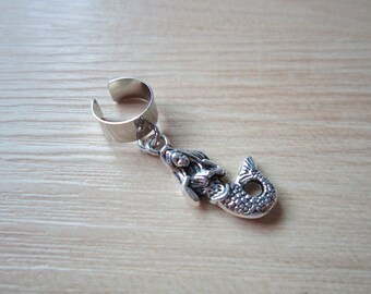 2pcs Silver plated Mermaid DIY dreadlock Beads accessory dread hair braid adjustable cuff clip 8mm hole