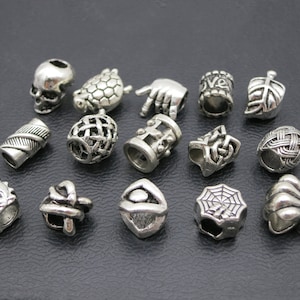 15PCS mix Silver Dreadlock beads dread Hair Braid Jewelry Beard Beads Accessories 4.2-5.8mm hole