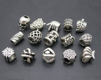 15PCS mix Silver Dreadlock beads dread Hair Braid Jewelry Beard Beads Accessories 4.2-5.8mm hole