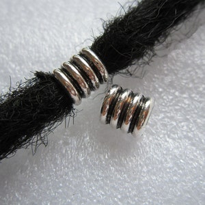 5PCS Contas de dreadlock de prata Acessórios para fazer joias dread 6,3 mm furo