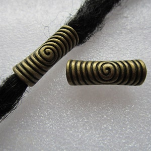 1 peça contas dreadlock de latão antigo acessórios para fazer joias com furo de 5mm