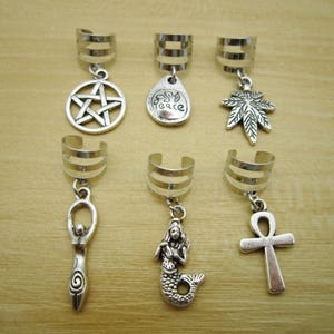 6PCS mix silver DIY dreadlock Beads accessory dread hair braid adjustable cuff clip