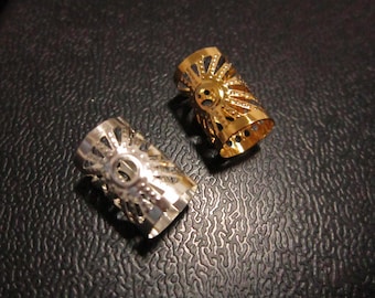 20-100pcs gold dreadlock Beads dread tube hair braid adjustable cuff clip 9.5mm hole for thick braids