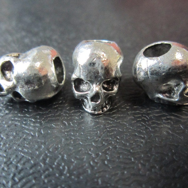 1PC Silver skull Dreadlock beads dread Hair Braid Jewelry Beard Beads Accessories 5mm hole