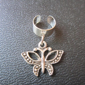 2pcs Butterfly Silver plated DIY dreadlock Beads accessory dread hair braid adjustable cuff clip 8mm hole