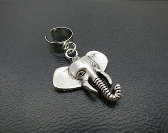 2 Stück Antik Silber Elefant DIY Dreadlock Perlen Accessoire Dread Haar Zopf verstellbar Manschette Clip 8 mm Loch