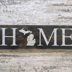 Michigan Home Sign. Michigan Home Decor. Michigan Home Poster. Reclaimed wood. Michigan Wall Art. Michigan Wolverines. Michigan Home Blocks