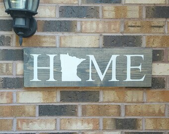 Minnesota Home Sign. Minnesota Home Decor. Minnesota Home Poster. Reclaimed wood. Minnesota Wall Art. Vintage Sign. Distressed Signs.
