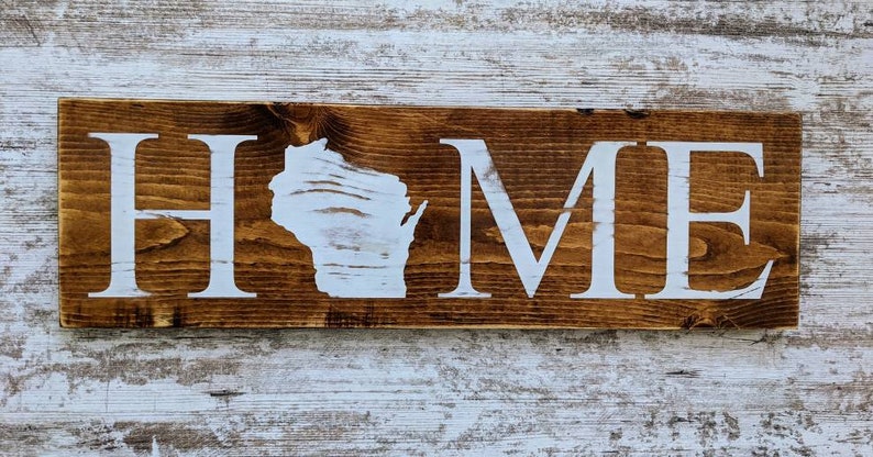 Wisconsin Home Sign. Wisconsin Home Decor. Wisconsin Art. Rustic Home Decor. WI Wall Art. Wisconsin Home Poster. Wisconsin Home Wall Decor image 3