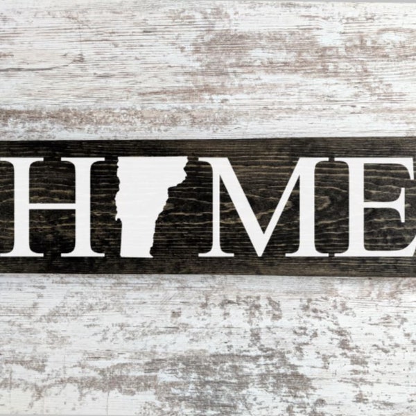 Vermont Home Sign. Vermont Home Decor. Vermont Home Poster. Reclaimed wood. Vermont Wall Art. Vermont Home Blocks