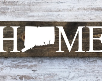 Connecticut Home Sign. Connecticut Home Decor. Connecticut Home Poster. Reclaimed wood. Connecticut Wall Art. Connecticut Home Blocks