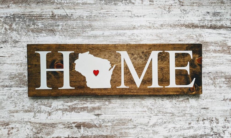 Wisconsin Home Sign. Wisconsin Home Decor. Wisconsin Art. Rustic Home Decor. WI Wall Art. Wisconsin Home Poster. Wisconsin Home Wall Decor image 1