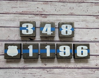 Badge Number Blocks. Law Enforcement Decor. Law Enforcement Gift. Law Enforcement Sign. Wood Blocks. Thin Blue Line. Police Officer. Deputy