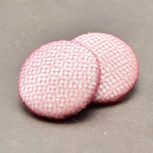 White and Red Glitter Button Earrings, Clip On, Pierced, Non Pierced, Womens Teens Fabric Jewelry, Wife Girlfriend Mom Sister, Gift for Her