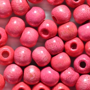 Vintage Dark Pink Wood Beads, Round, Center Drilled, 4mm, 110 beads, 220 beads, Jewelry Making, Beading, German Craft Supply
