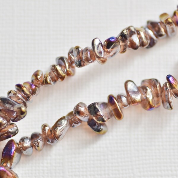 Brown and Purple Glass Beads, Chip, Center Drilled, 6 - 15mm, 147 beads, 294 Beads, 441 Beads, Jewelry Making, Beading, Craft Supply