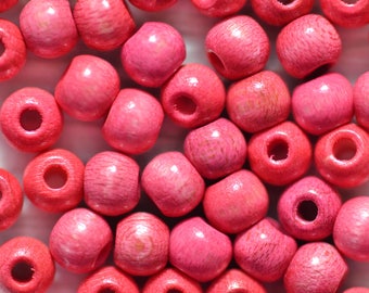 Vintage Dark Pink Wood Beads, Round, Center Drilled, 4mm, 110 beads, 220 beads, Jewelry Making, Beading, German Craft Supply