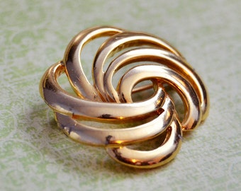 Vintage Napier Gold Tone Swirl Brooch, Scatter Pin, Womens Estate Abstract Jewelry, Wife Girlfriend Mom Sister Daughter Friend Gift for Her