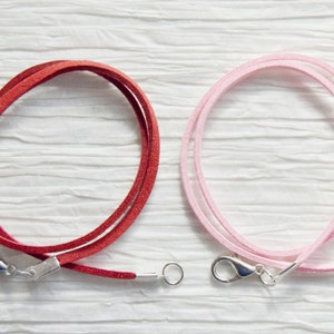 Red and Pink Necklace Cord, Faux Suede, Choker Cord, Pendant Cord, Vegan Supplies, Jewelry Making Supplies