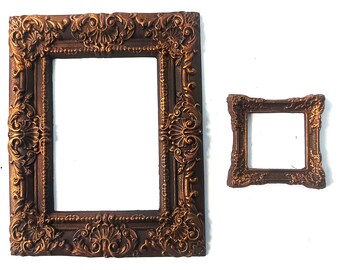 Black Vintage Photo Frame Mini Photo Frames Set of 2 Decorative Square Frames, Black Bronze Patina, Classic Gothic Photo Frames