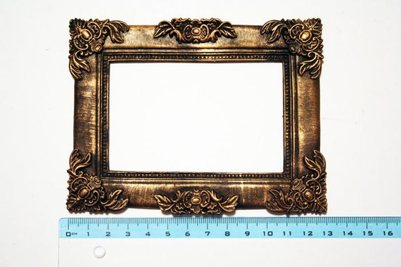 Photo Frame Set of 7 Decorative Round Square Black Frames Gold Patina Classic