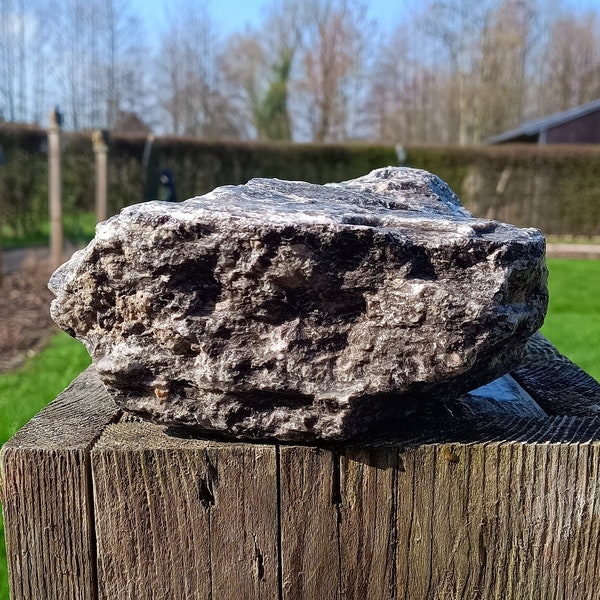 pierre d'albâtre noire, 1 morceau de pierre pour sculpter, moyennement dur, marbré gris après polissage, pierre de qualité premium, pierre naturelle