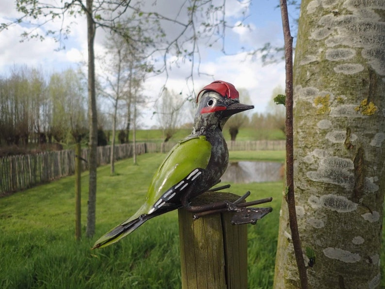 Green Woodpecker in Metal Garden Decoration Handmade in | Etsy