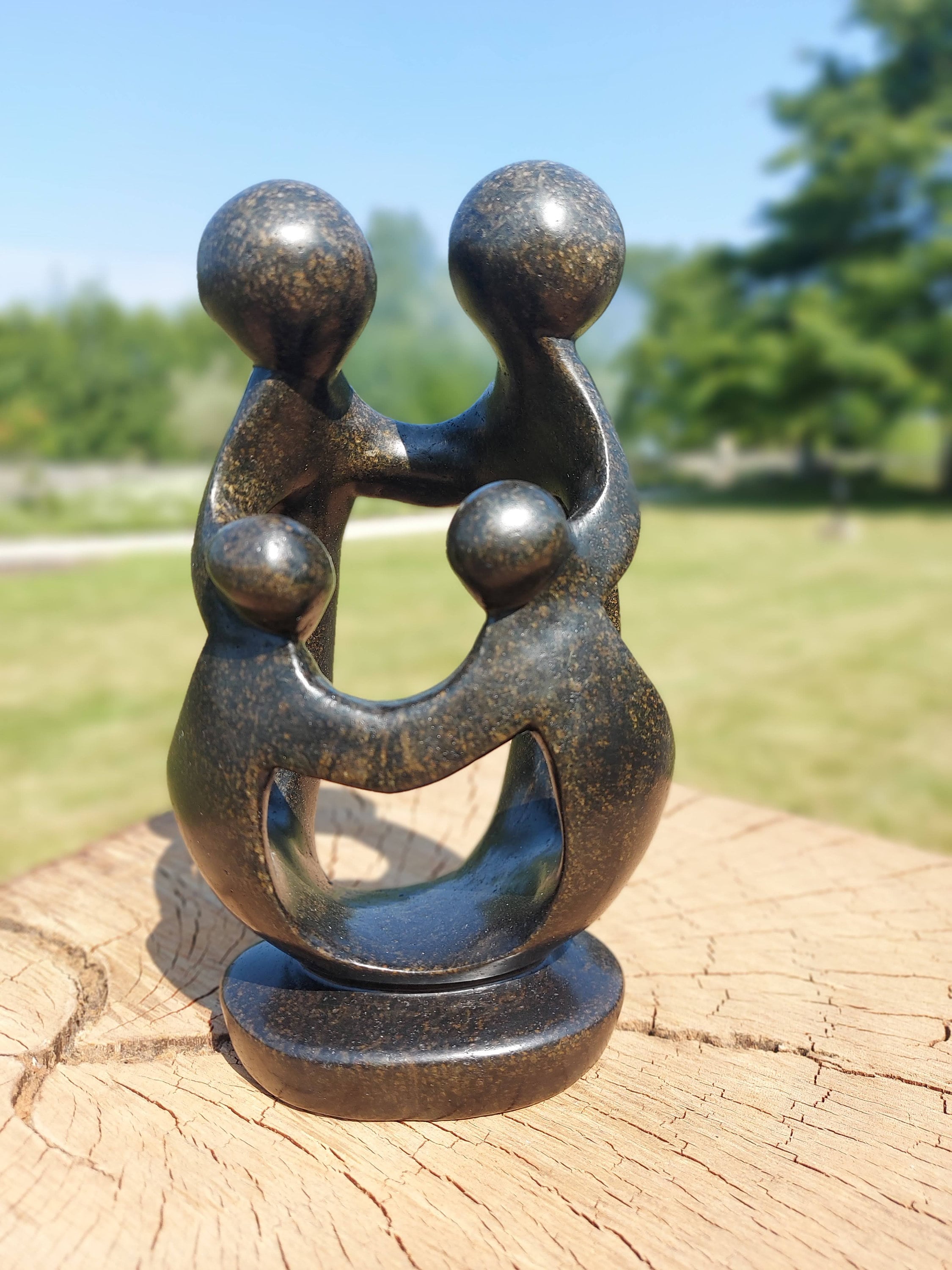 Stone Sculpture, Family of 4 People, Statue Made of Serpentine Stone ...