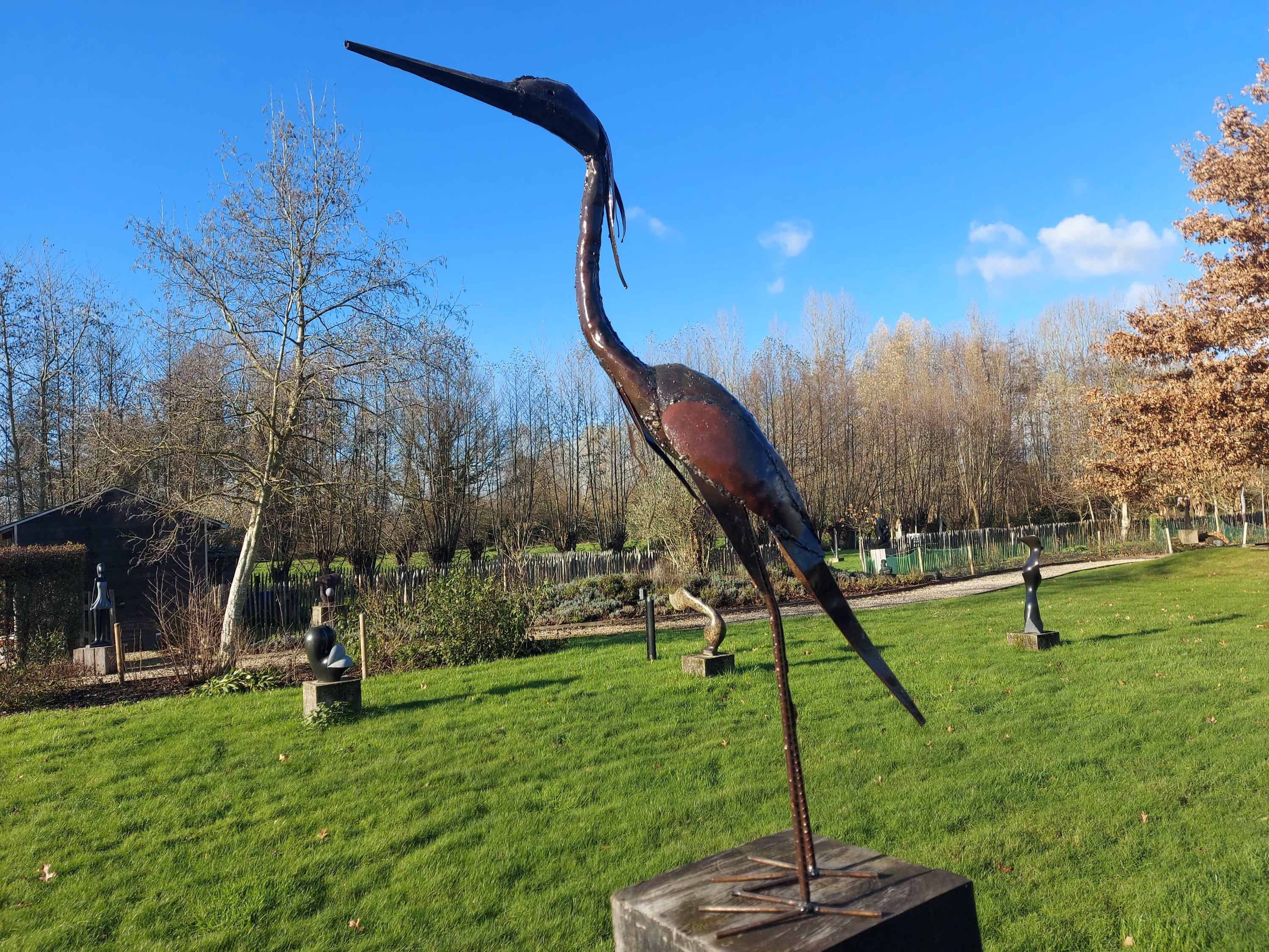 Statua Airone Da Giardino In Metallo, 21 Cm, Decorazione Resistente Per Esterno E Interno