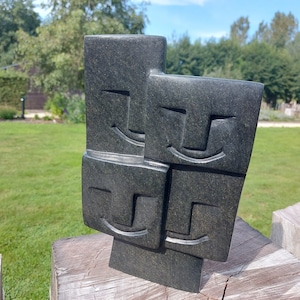Happy faces, stone sculpture, handcrafted in Zimbabwe,  stunning statue, handcrafted Zimbabwe, shona-art, one-off, interior decoration