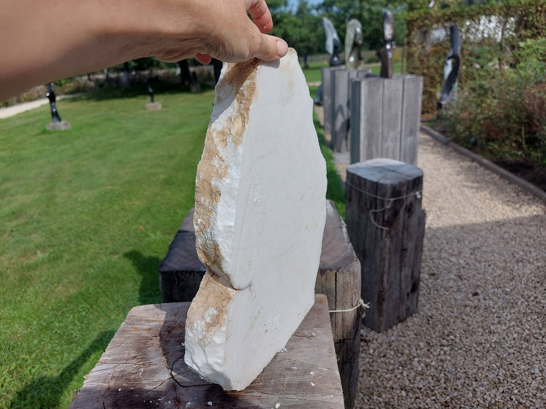 White Alabaster Stone Piece of Stone for Sculptingdisc White Etsy