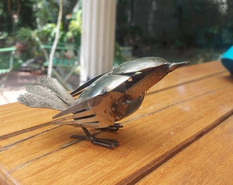 sculpture, bird made from cutlery, handmade in Zimbabwe, unique pieces, vintage cutlery, upcycled, original gift