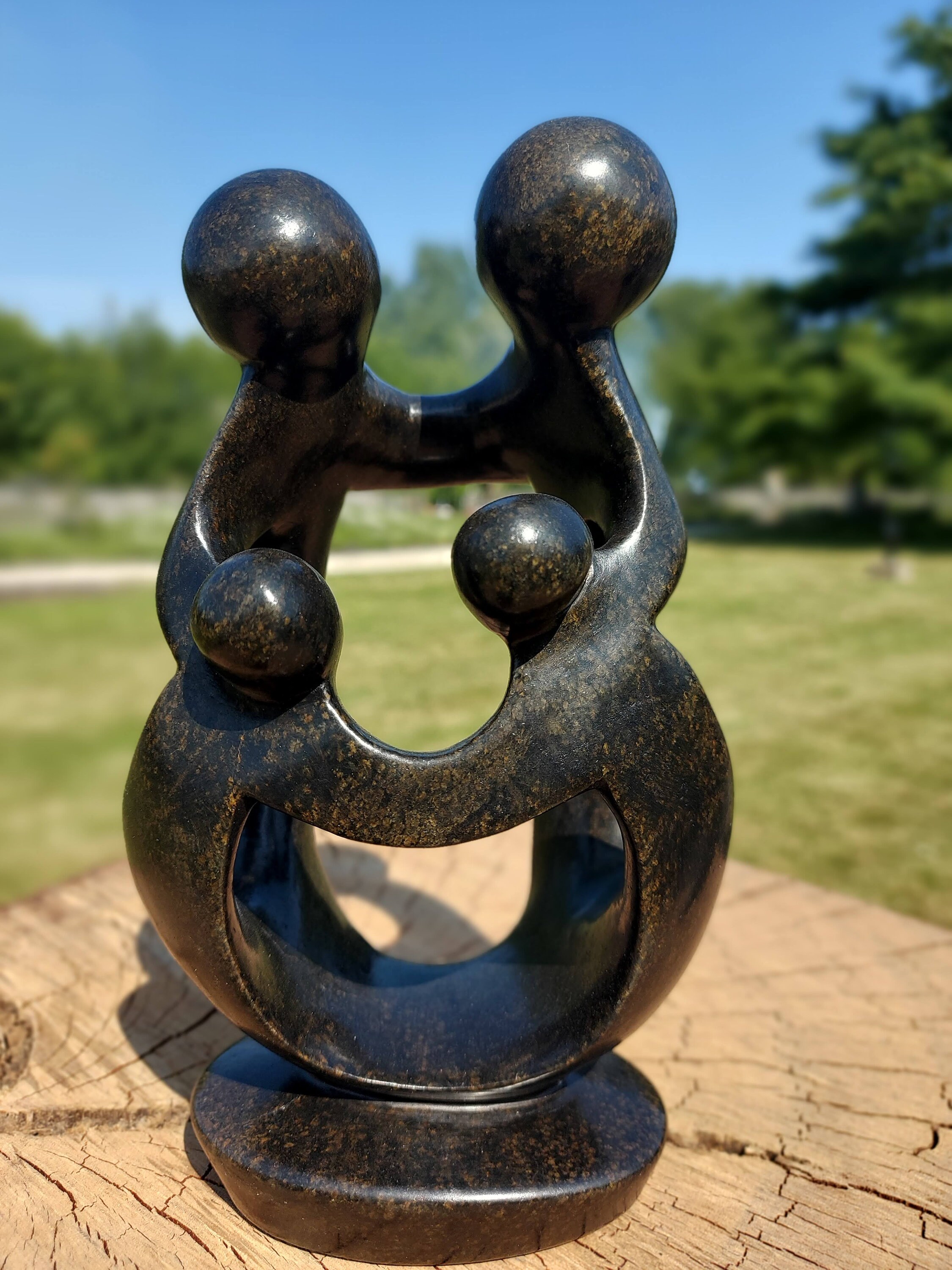 Stone Sculpture, Family of 4 People, Statue Made of Serpentine Stone ...