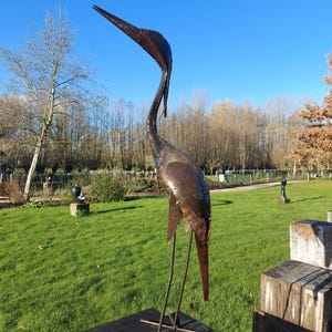 garden sculpture, grey heron made from recycled metal, handmade in Zimbabwe, height cm, yard art, metalart, handcrafted in Zimbabwe,
