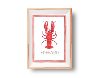 Custom Nursery Name Lobster Print - Red