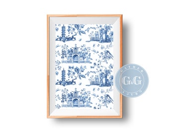 Chinoiserie Art Print, Blue and White Print, Toile Print, Southern Decor Wall Print, Printable Wall Art Print, Chinoiserie Wall Art