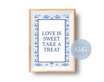 Love Is Sweet . Chinoiserie Bridal Shower Print . Bridal Shower Decor . Candy Bar Print . Printable Download . Southern Tea Bridal Shower