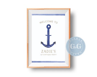 Custom Birthday Party Welcome Sign - Anchor Print